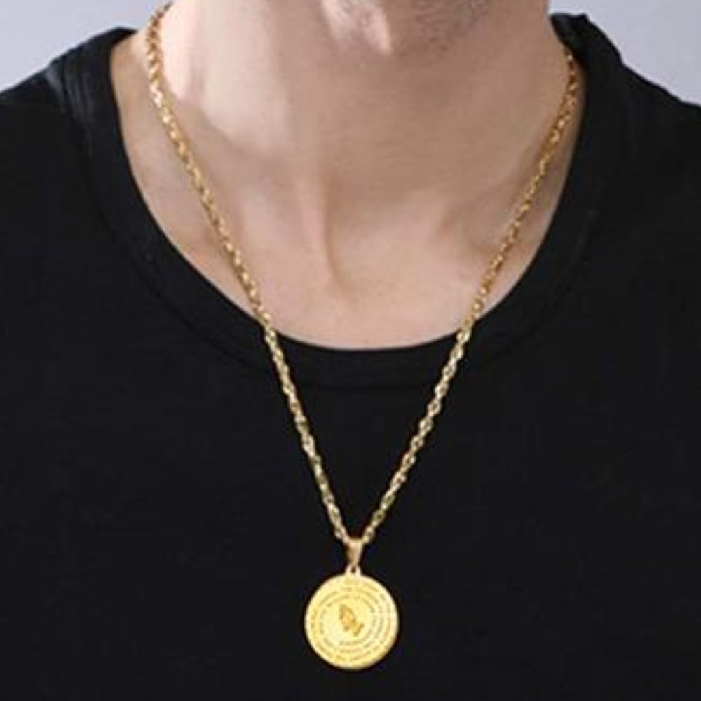 18K Gold Bible Verse Chain Necklace 2mm 20 in - Picture 5 of 5